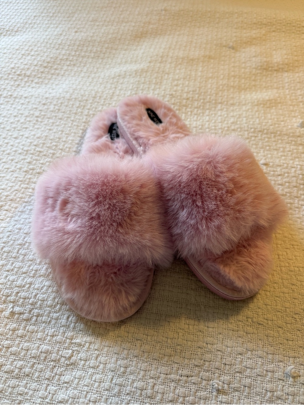 Nine West Blush Pink Faux Fur Slide Slippers